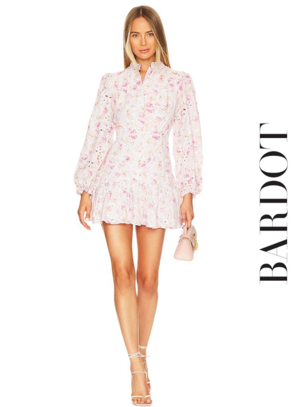 Bardot Hendry Vintage Floral Mini Dress Size 4 Puff Sleeve Cottagecore